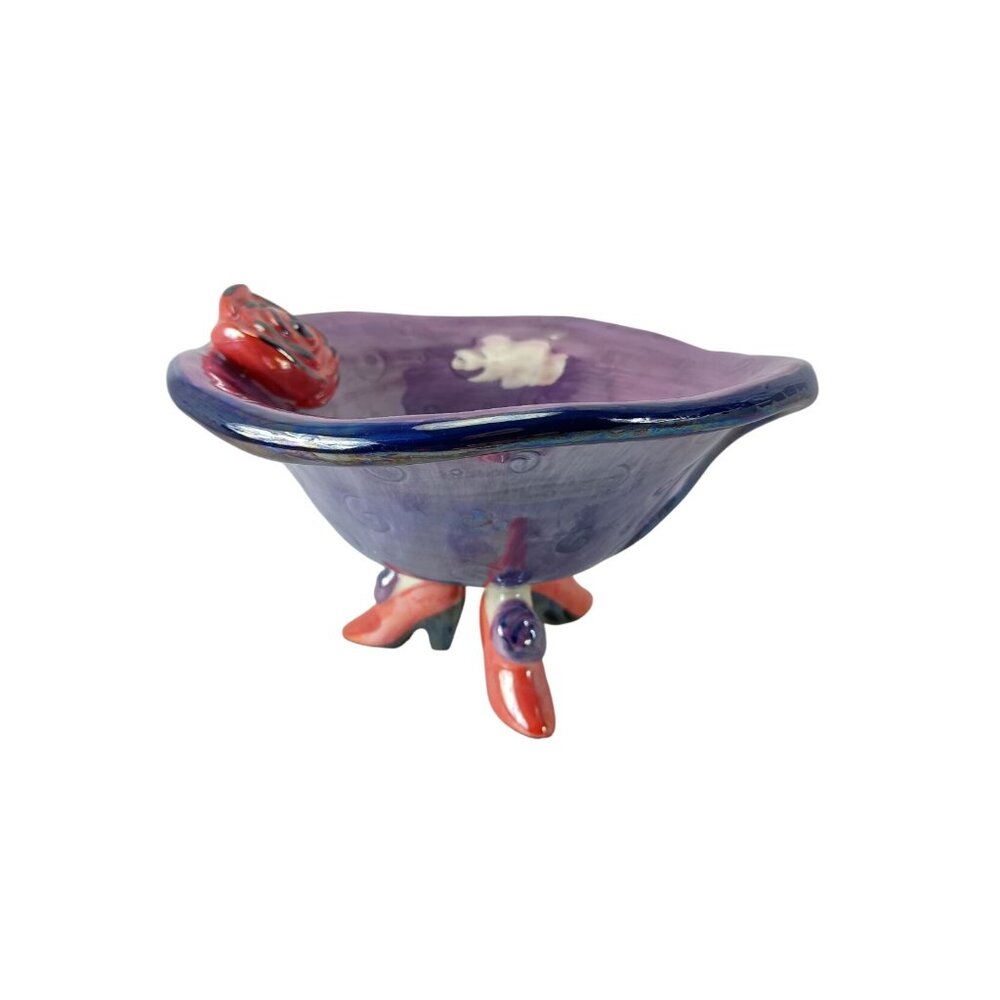 Studio Art Pottery High Heel Base Footed Bowl Vintage - Picture 2 of 7